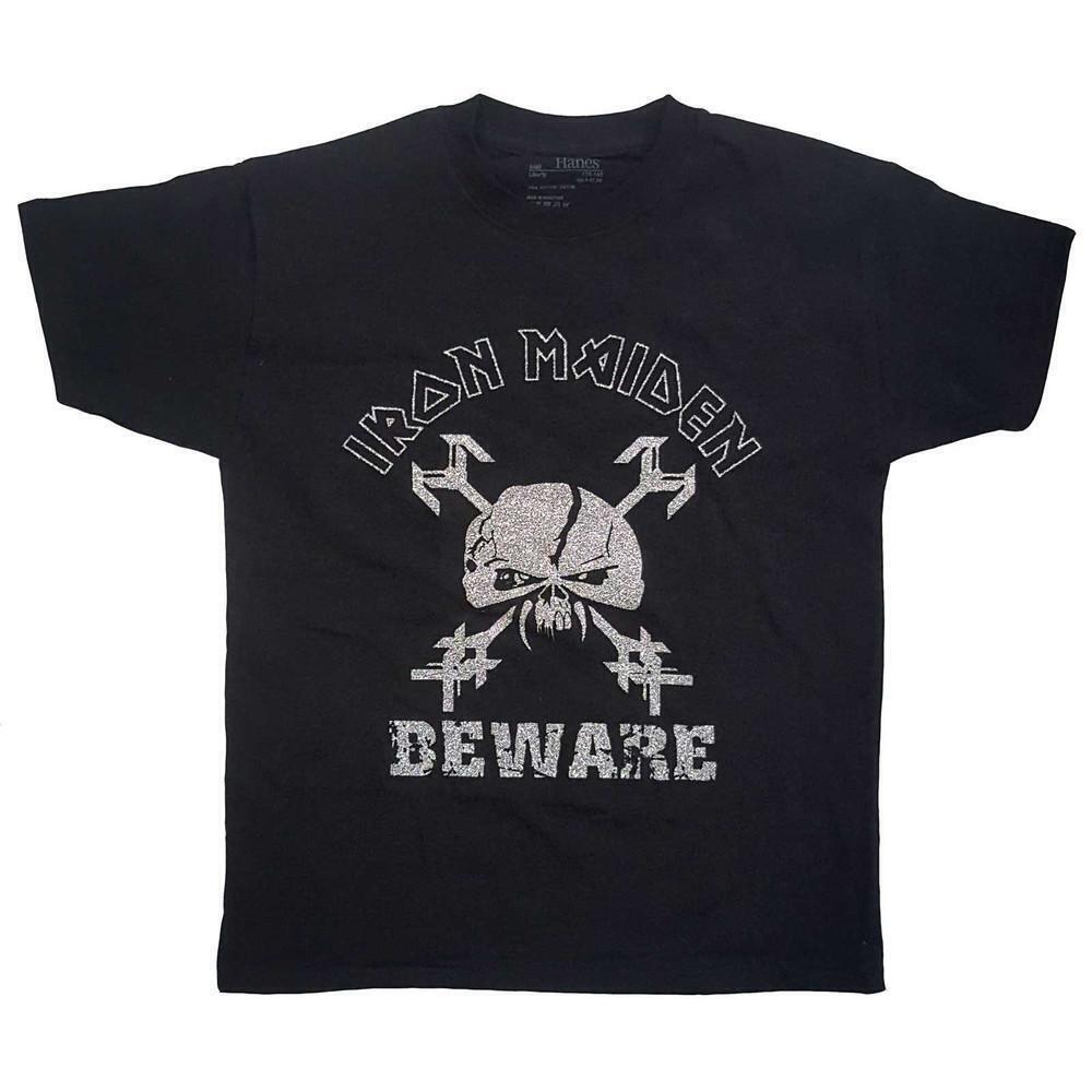 Iron Maiden Kids T Shirt Beware Glitter Print